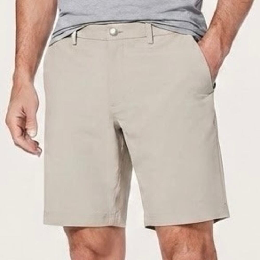 Lululemon Mens ABC Classic-Fit Golf Shorts Beige Tan Technical Stretch Size 34